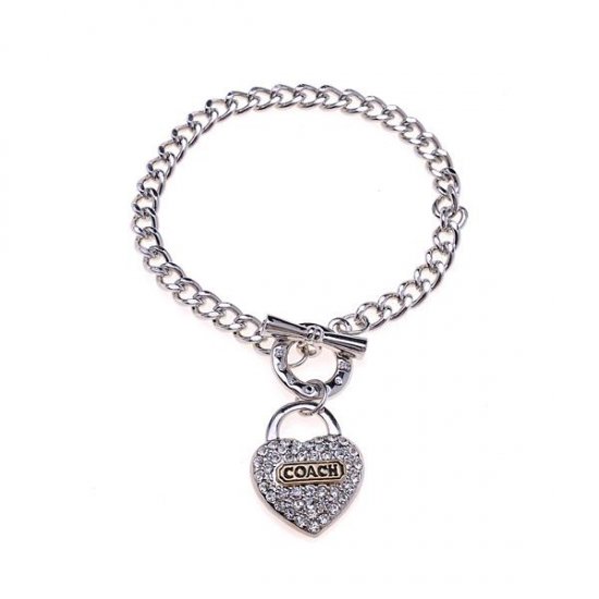 Coach Heart Logo Silver Bracelets BII | Women - Click Image to Close